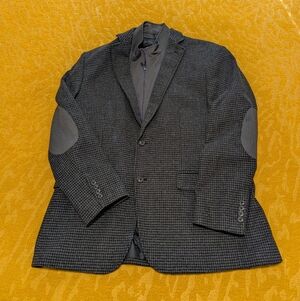 Men's Gray Blazer with Elbow Patches